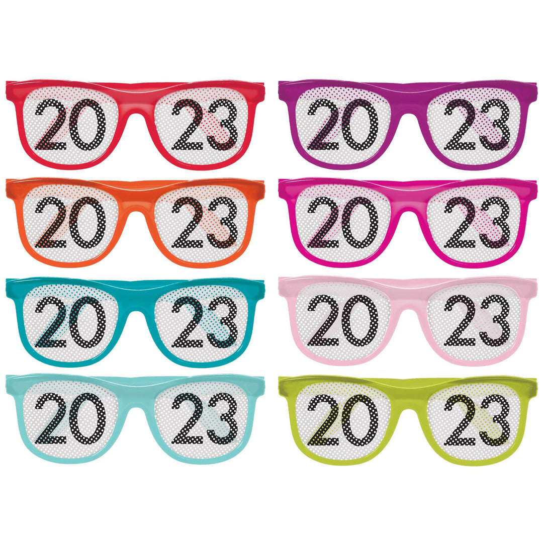 2023 New Years Colorful Printed Glasses, New Year Eve Party Glasses, New Year Party Glasses