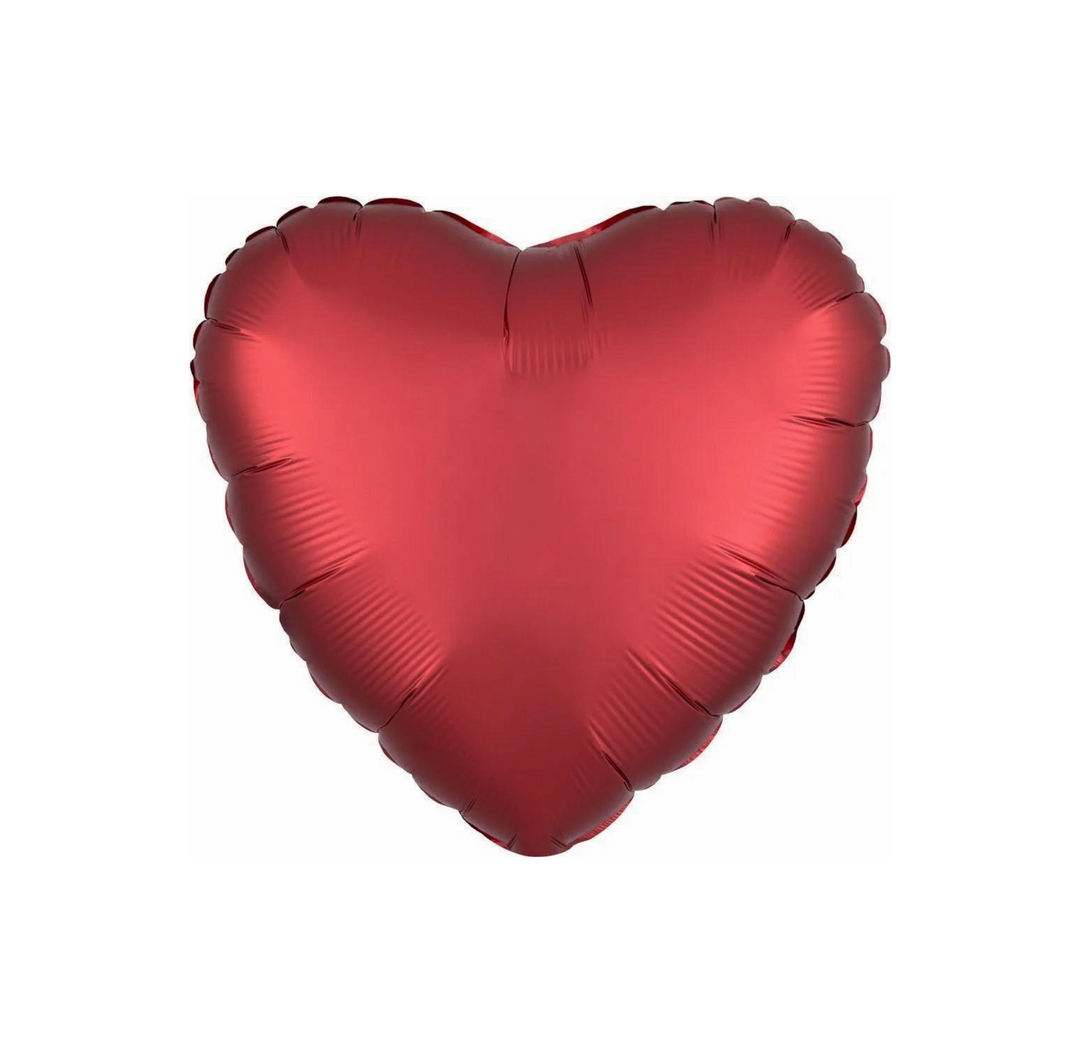 Happy Valentine Day Balloon, Lux Heart Shape Balloon,Satin Luxe Sangria Heart Flat
