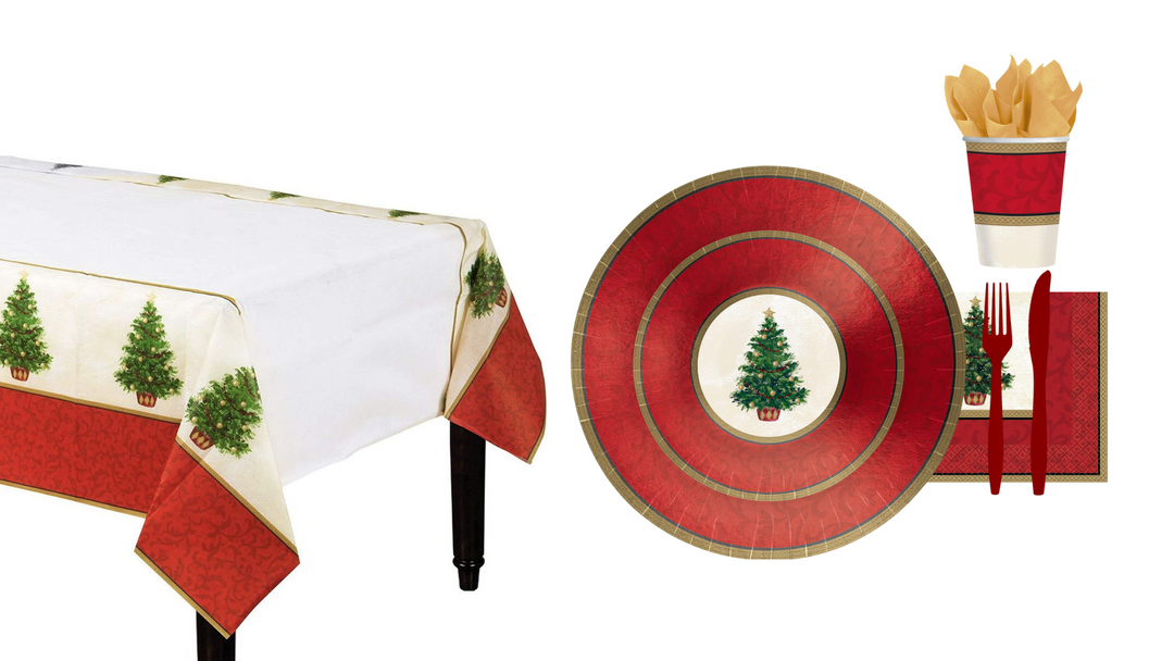 Classic Christmas Tree Metallic Party Kit