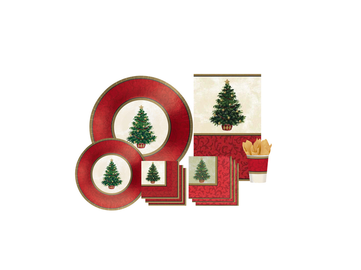 Classic Christmas Tree Metallic Party Kit