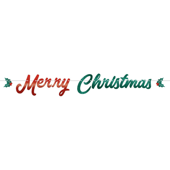 Merry Christmas  Ribbon Banner w/ Glitter Letters