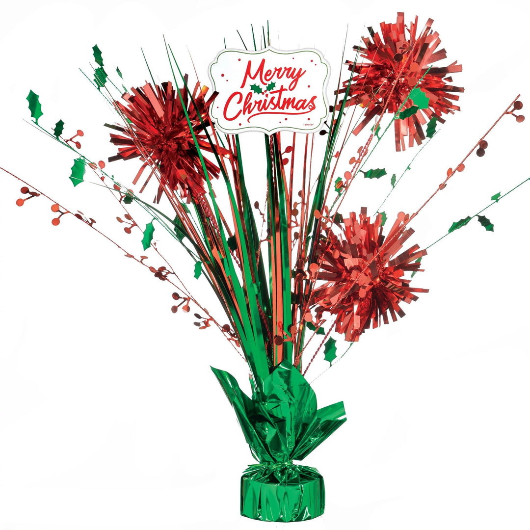 Merry Christmas Tinsel Burst Centerpiece