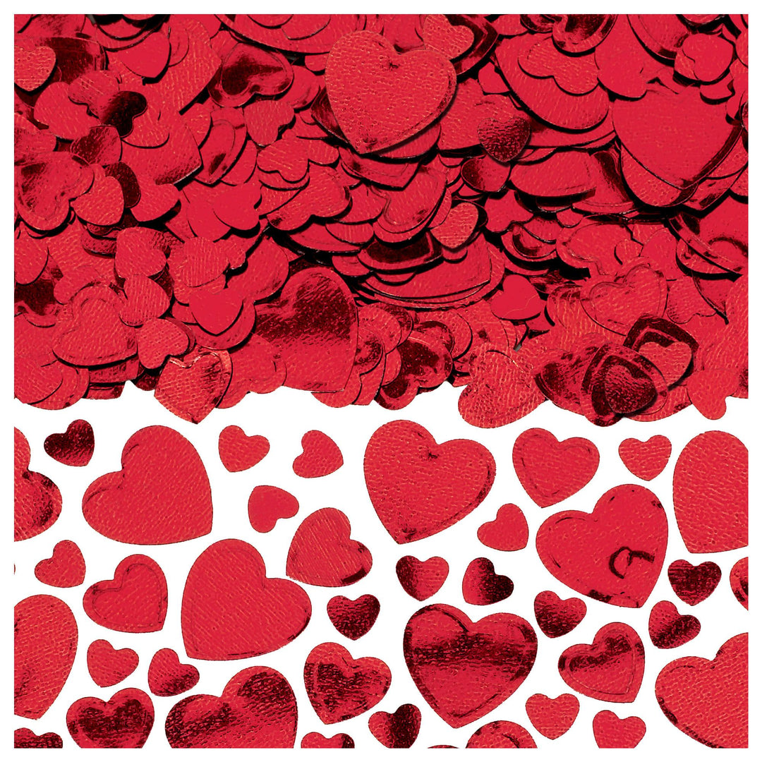 Red Metallic Heart Confetti, Valentine Day Table Decoration,