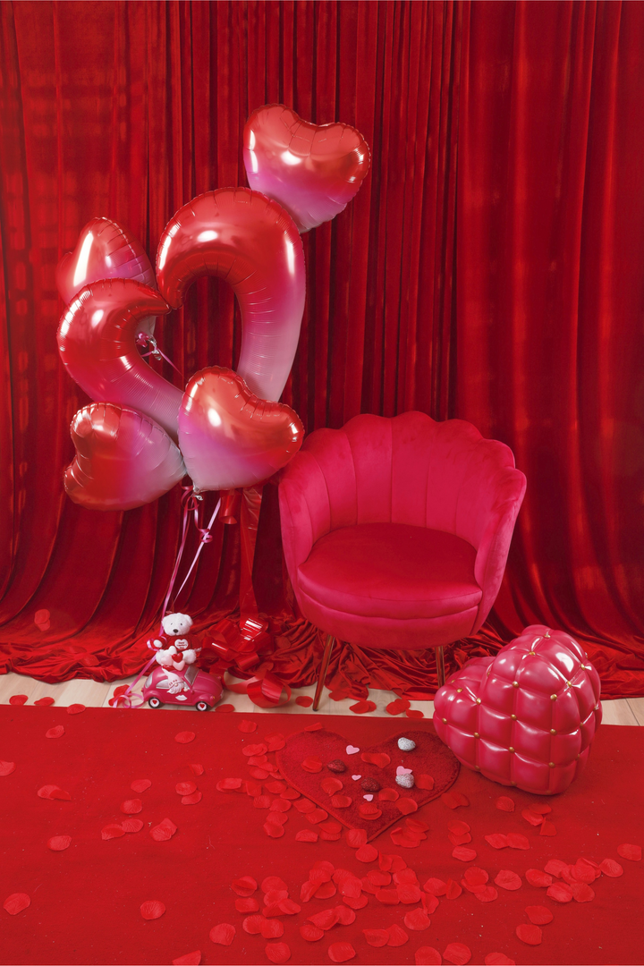 Happy Valentine Day Balloon, Pink Ombre Heart Shape Balloons Bouquet, Heart in a Hole Balloon, Pink Ombre Balloon, Valentine Day Gift