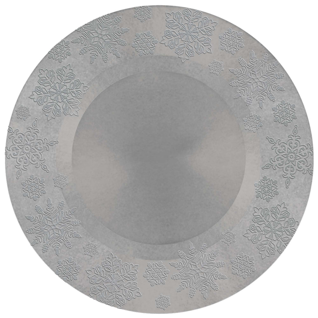 Silver Snowflake Round Metallic Charger