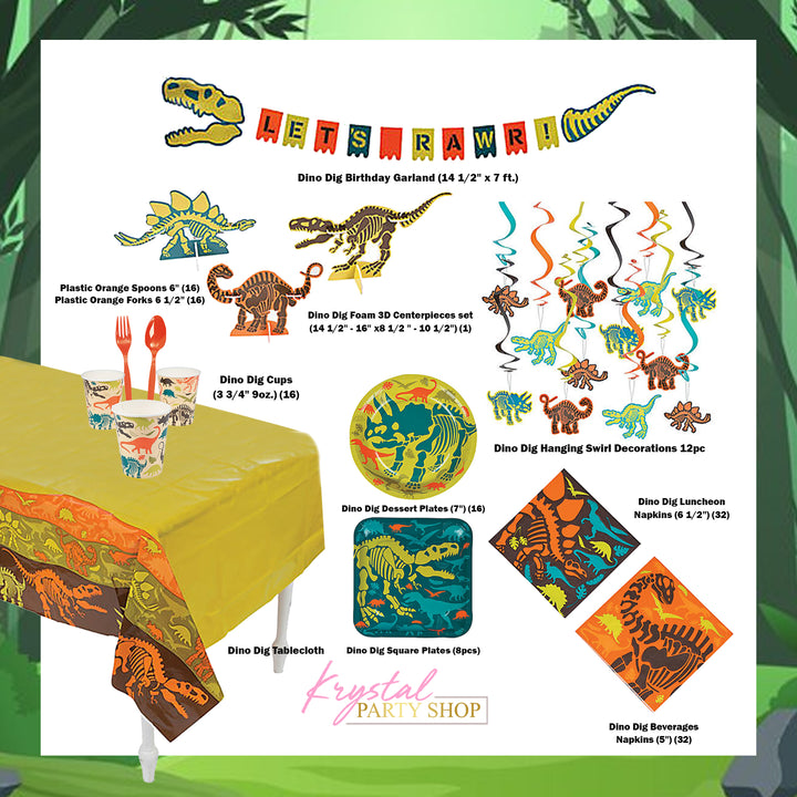 Dino Dig Party Kit for 16 Guests