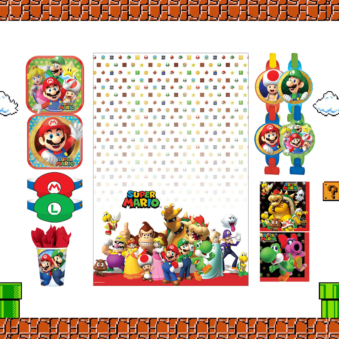 Super Mario Bros Children's Deluxe Birthday Party Kit